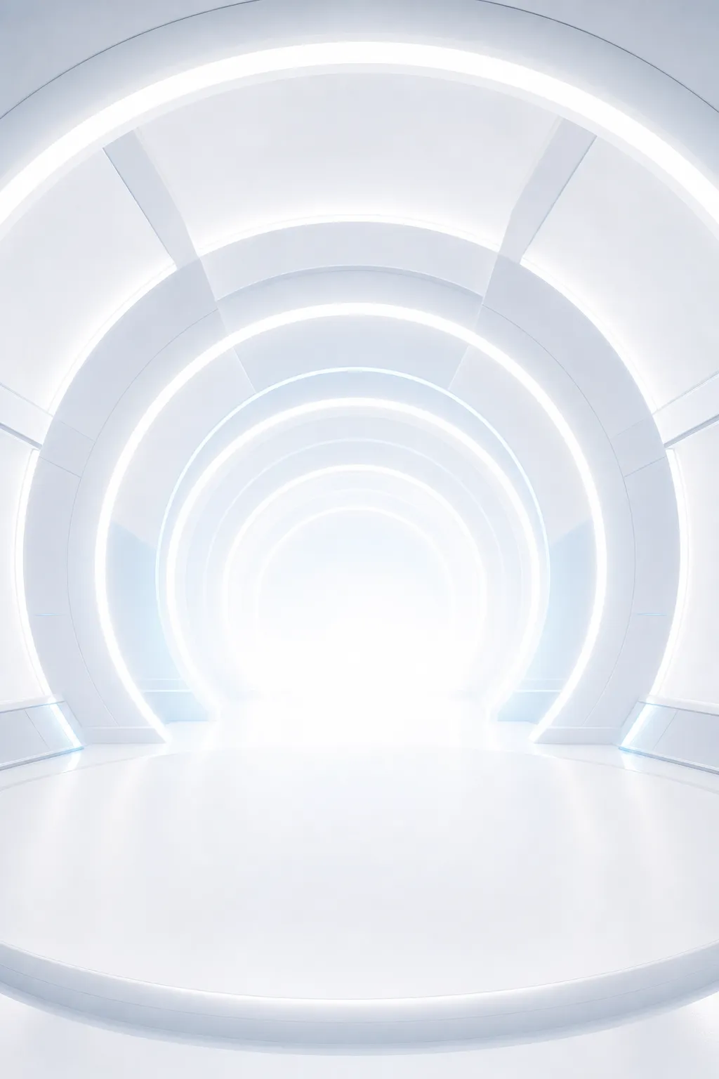 Futuristic White Circular Tunnel Corridor｜AI Image Generation Prompts