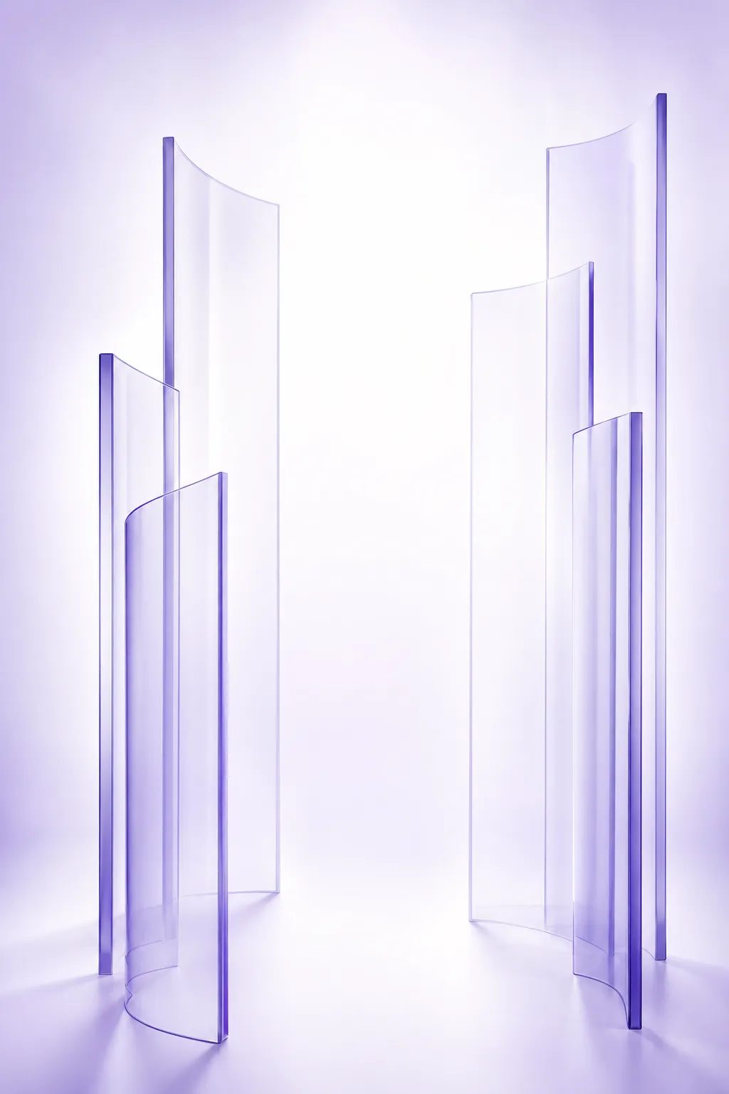 Abstract Translucent Purple Curved Panels Background｜AI Image Generation Prompts