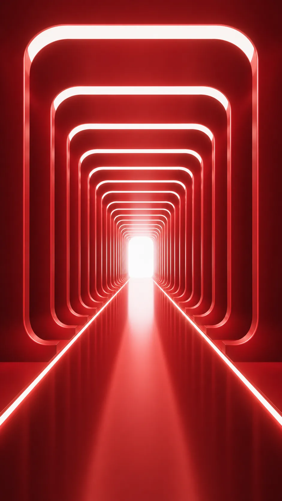 Futuristic Red Neon Tunnel Leading to Light｜AI Image Generation Prompts