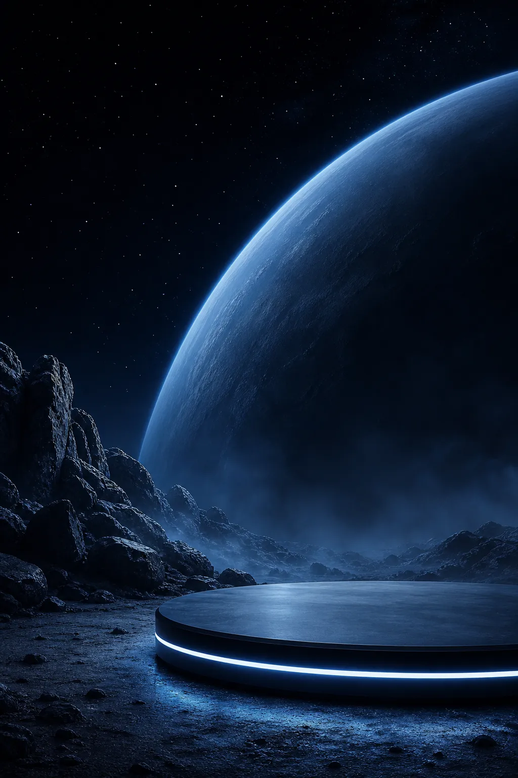 Futuristic Circular Podium on Alien Planet｜AI Image Generation Prompts