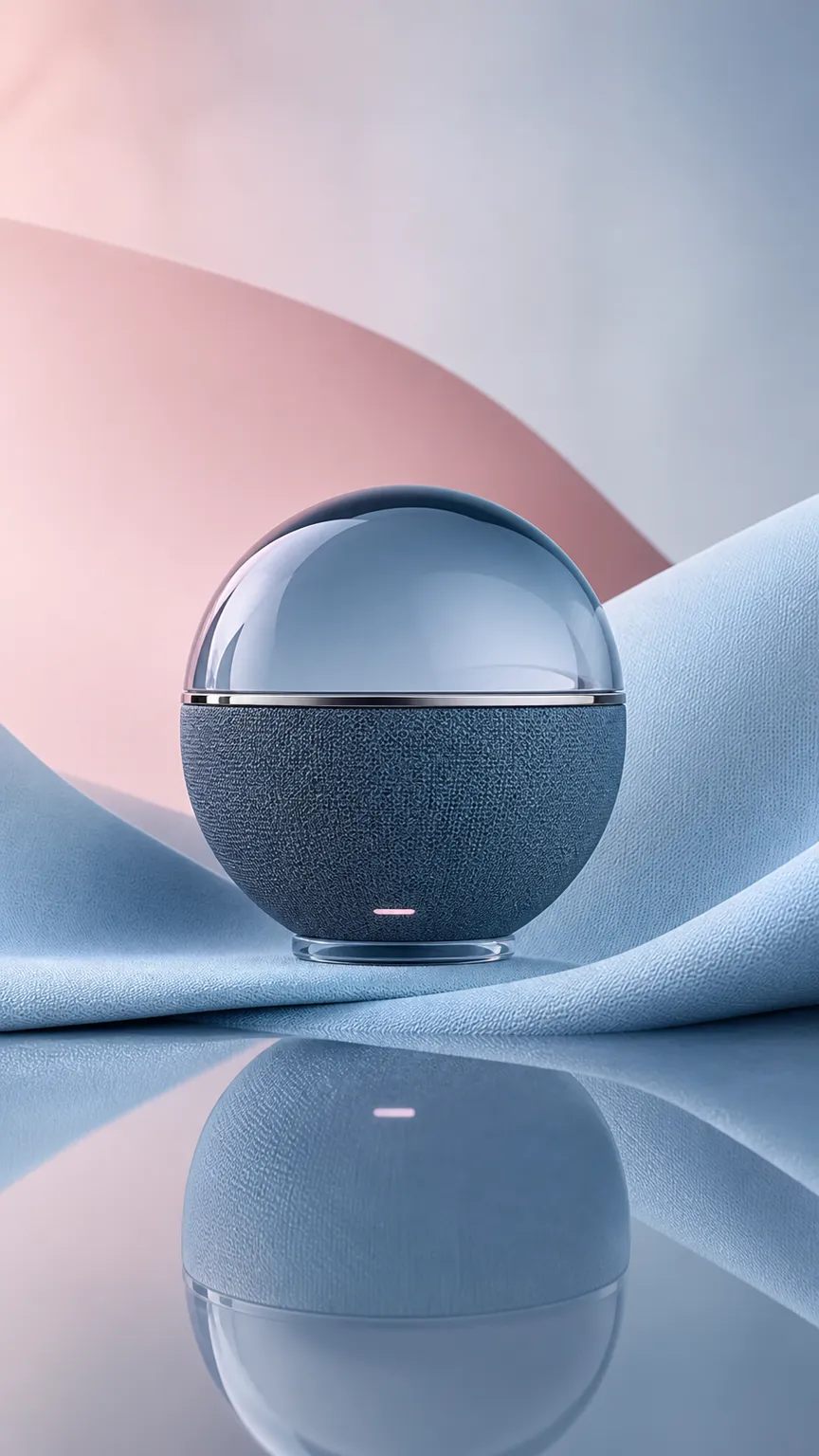 Blue Spherical Speaker with Glass Dome｜AI Image Generation Prompts