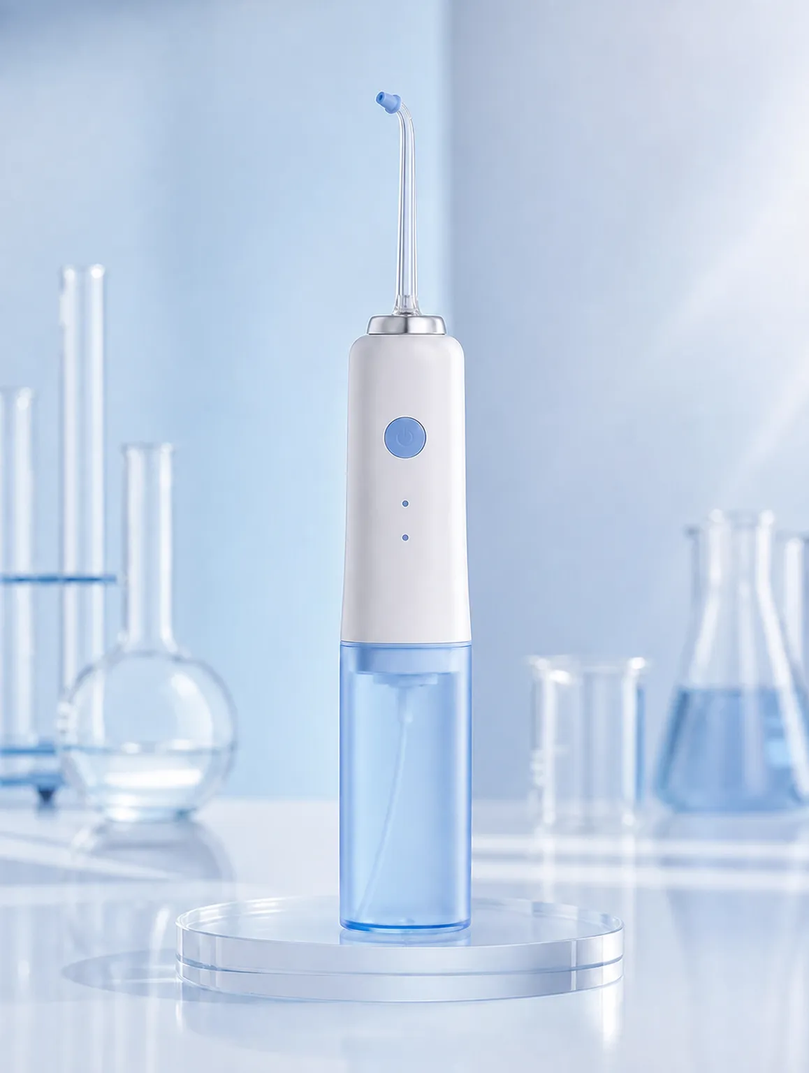 Portable Water Flosser with Blue Tank and Nozzle｜AI Image Generation Prompts