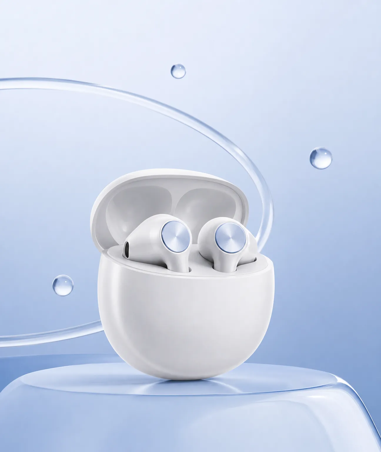 White Wireless Earbuds in Open Charging Case｜AI Image Generation Prompts