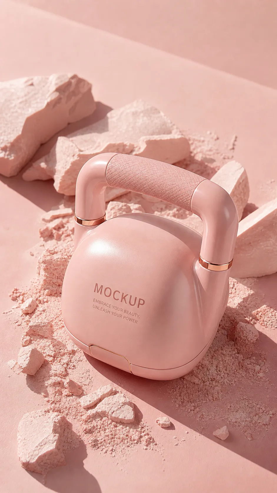 Pink Kettlebell Mockup on Pink Surface｜AI Image Generation Prompts