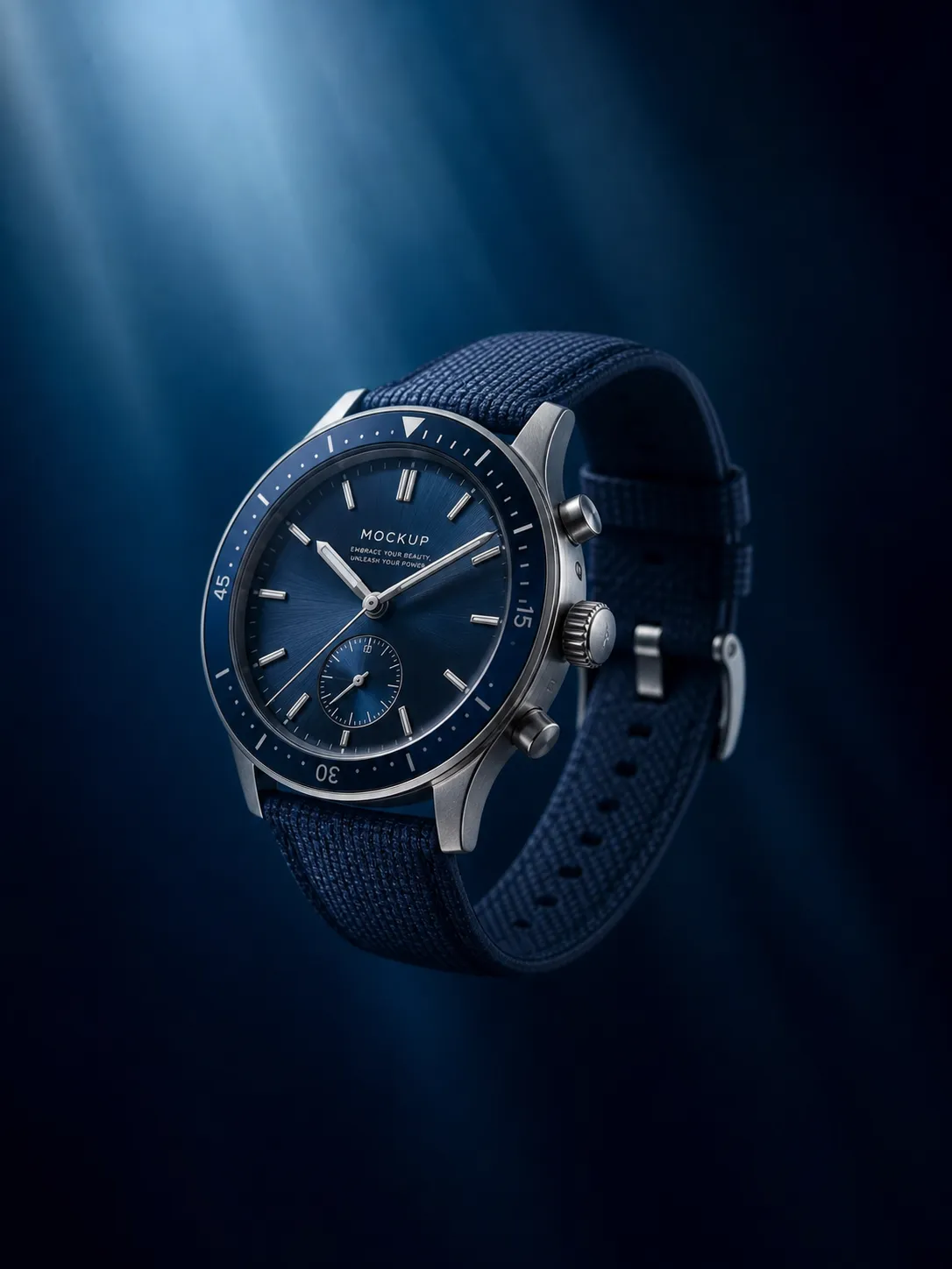 Elegant Blue Watch Mockup with Fabric Strap｜AI Image Generation Prompts