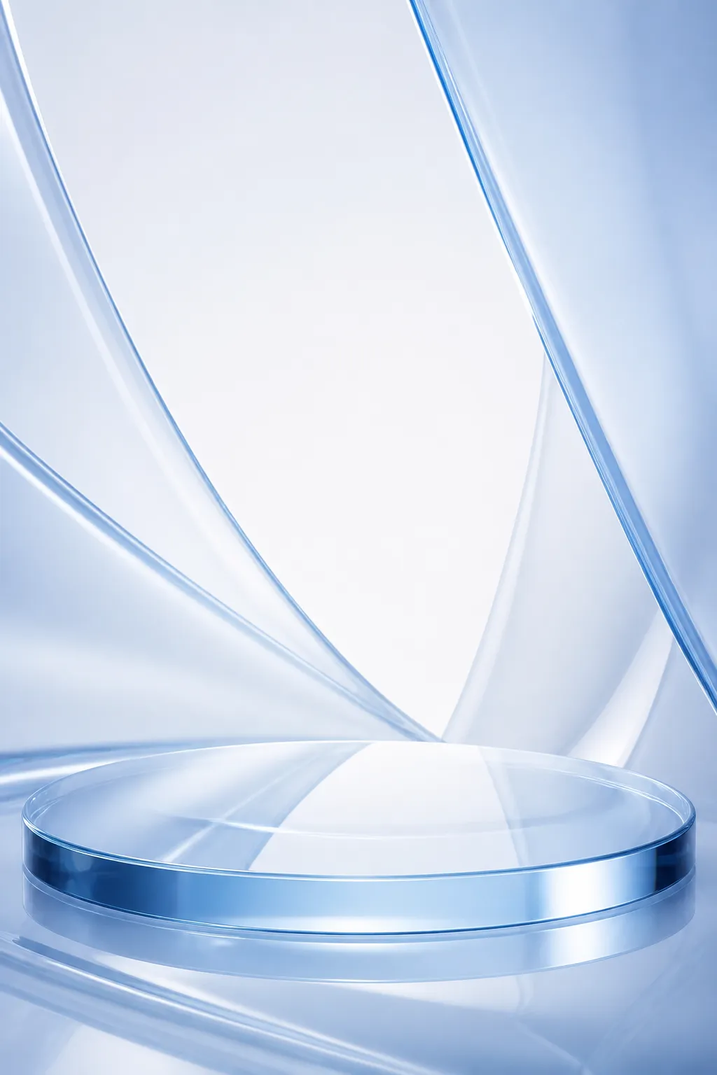 Blue Glass Abstract Product Display Podium Background｜AI Image Generation Prompts