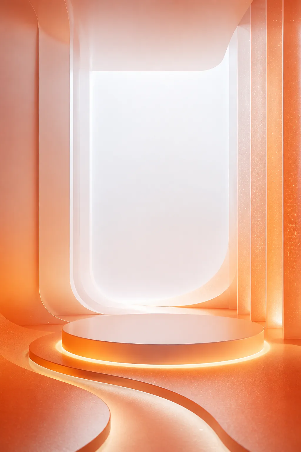 Orange Abstract 3D Podium Stage Background｜AI Image Generation Prompts