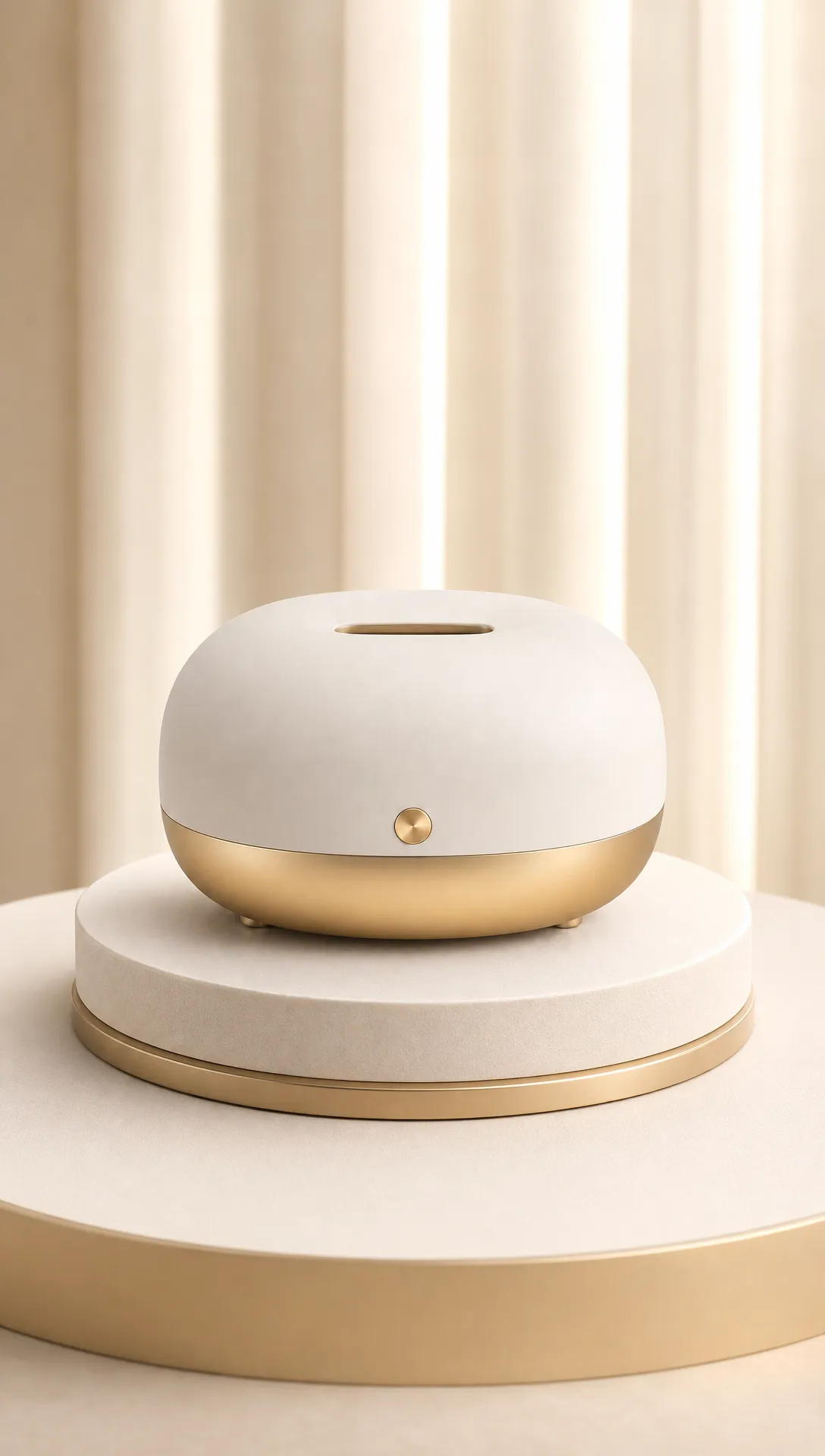 Modern White and Gold Humidifier on Pedestal｜AI Image Generation Prompts