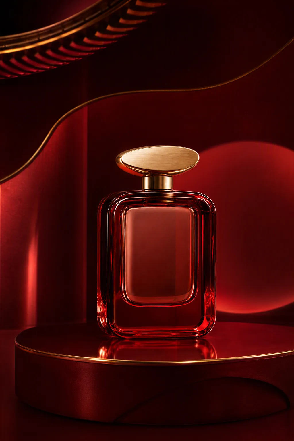 Luxury Red Perfume Bottle in Traditional Chinese Setting｜AI Image Generation Prompts