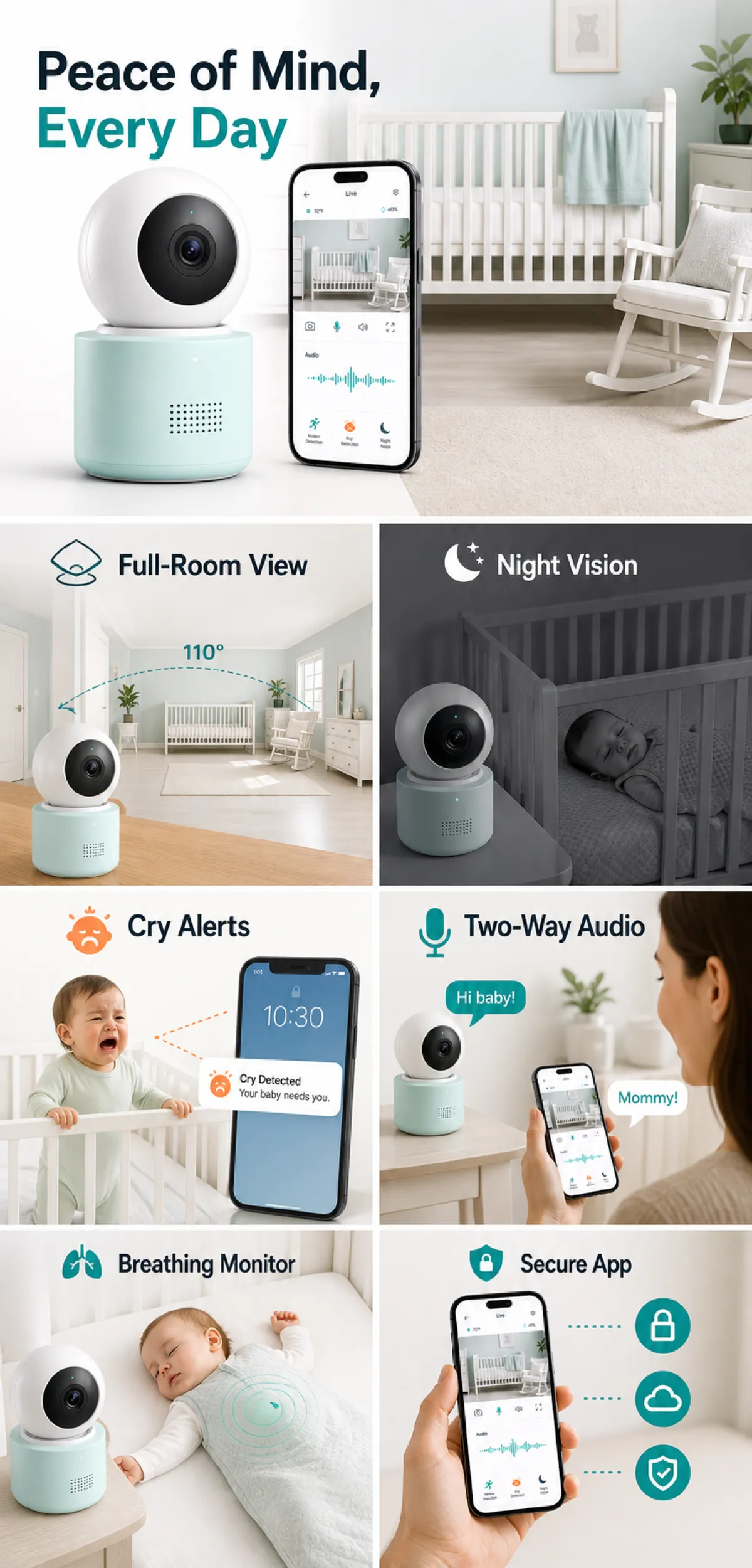 Smart Baby Monitor Camera with App Control｜AI Image Generation Prompts