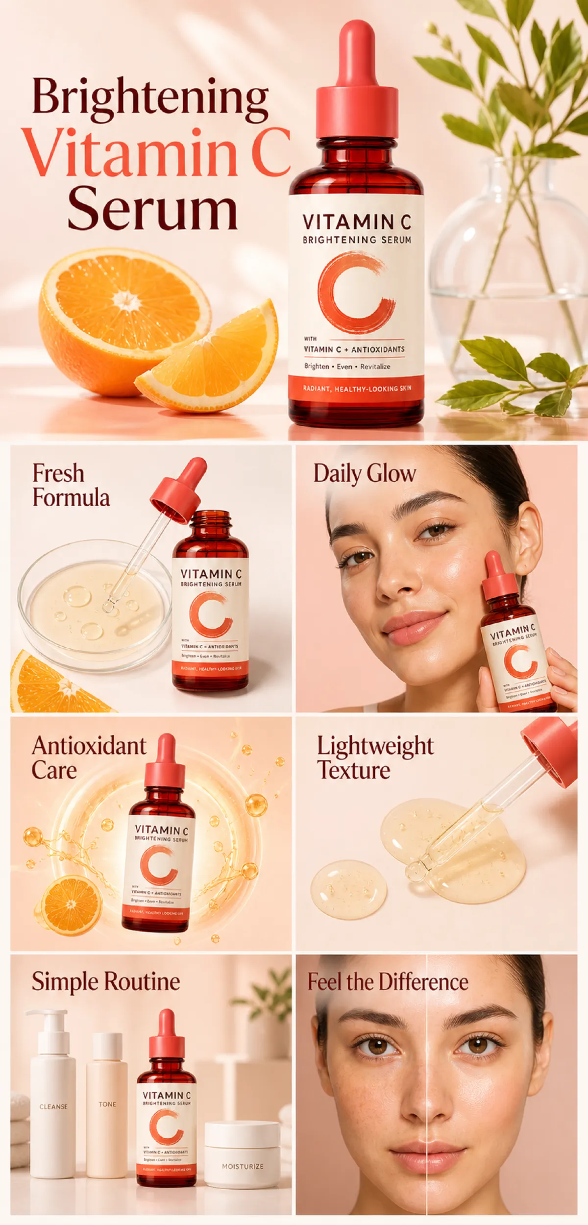 Brightening Vitamin C Serum for Radiant Skin｜AI Image Generation Prompts