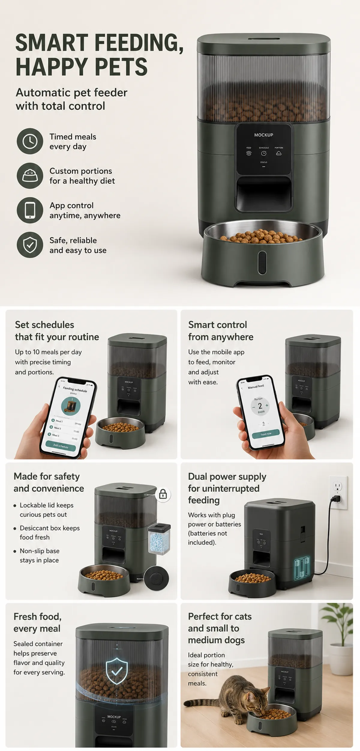 Smart Automatic Pet Feeder with App Control｜AI Image Generation Prompts
