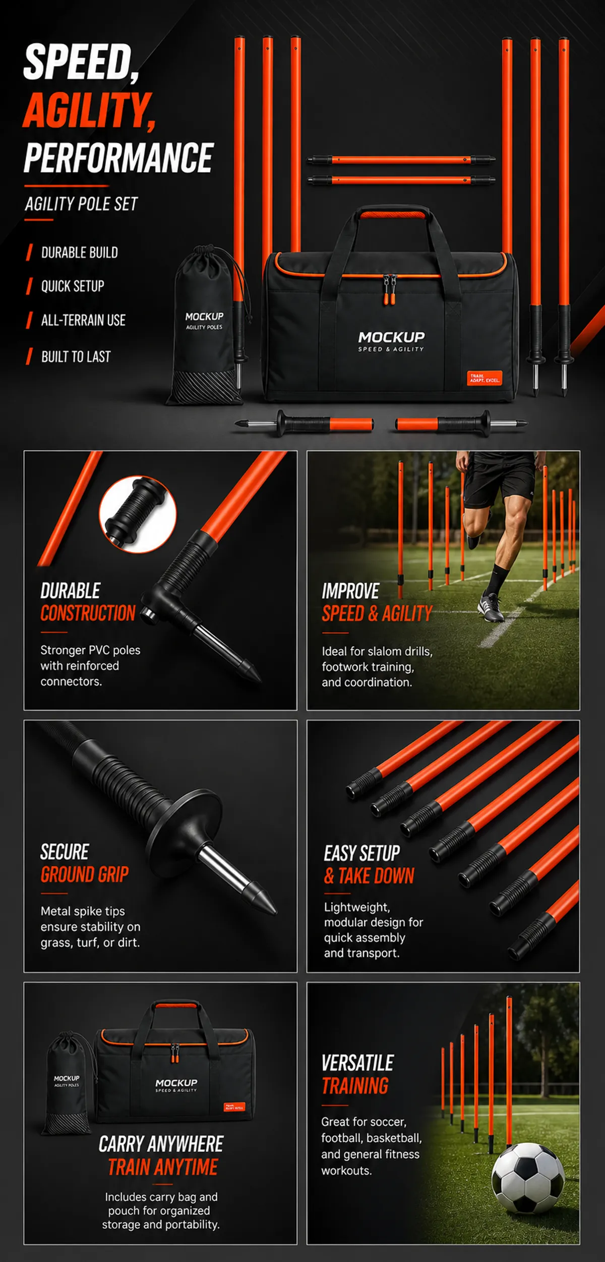 Speed and Agility Pole Set for Sports Training｜AI Image Generation Prompts