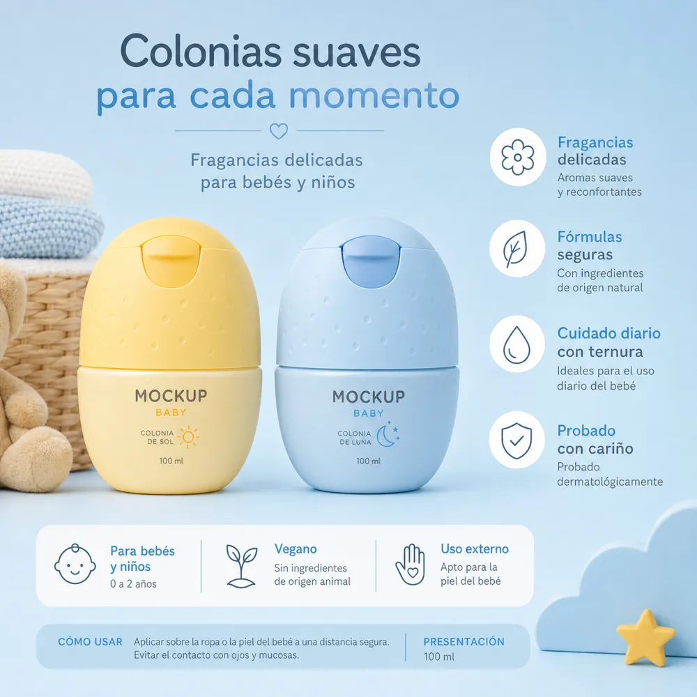 Baby Cologne Mockup Bottles for Infants｜AI Image Generation Prompts