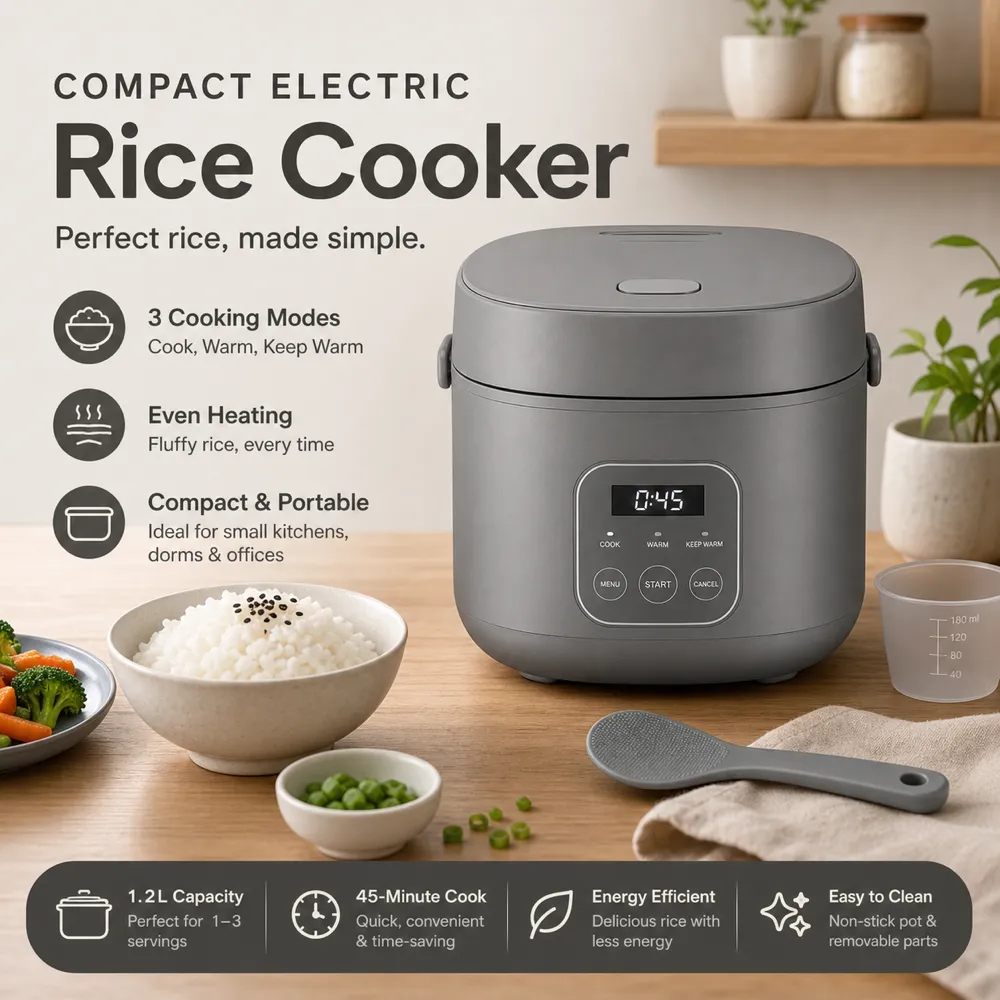 Compact Electric Rice Cooker for Small Kitchens｜AI Image Generation Prompts