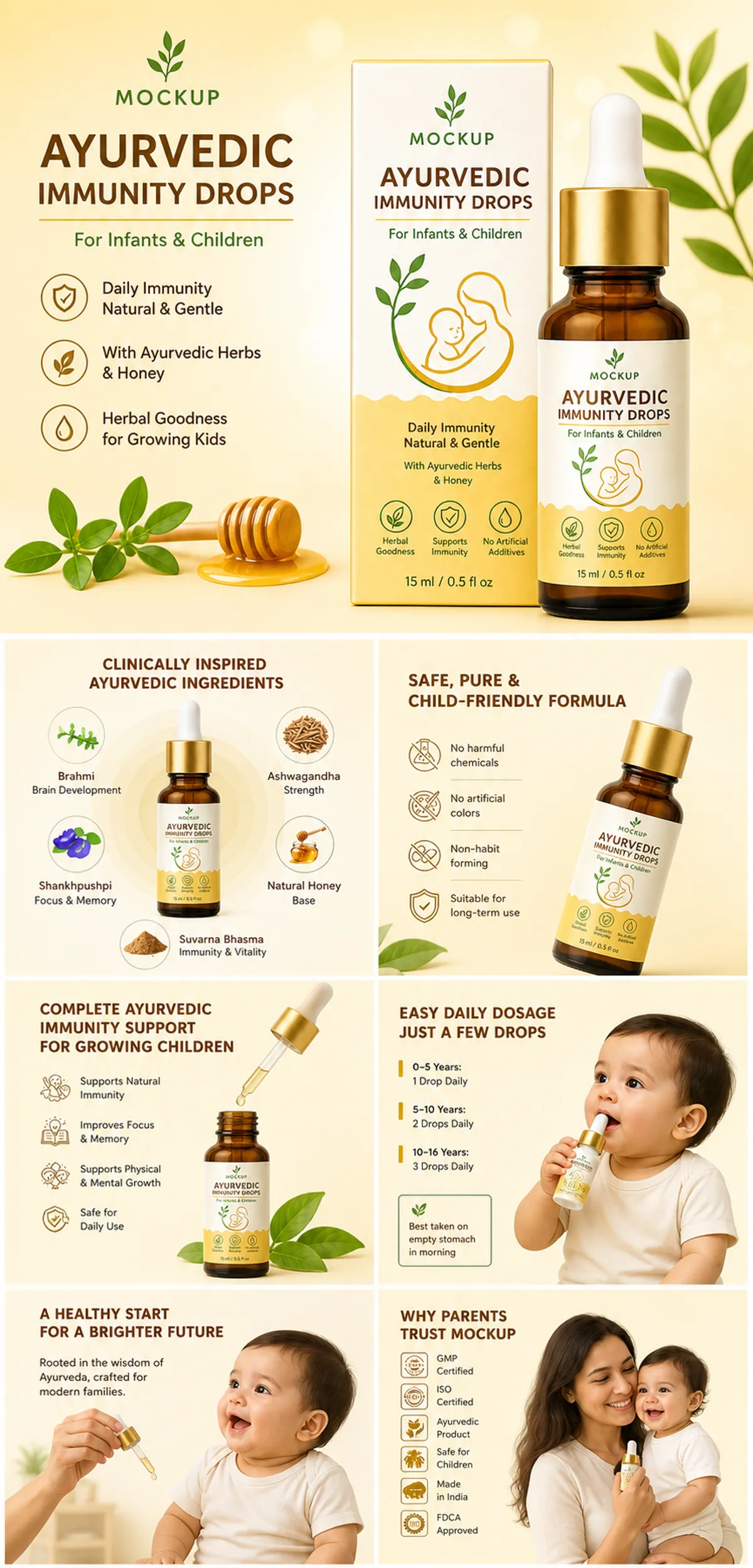 Ayurvedic Immunity Drops for Infants and Children Mockup｜AI Image Generation Prompts