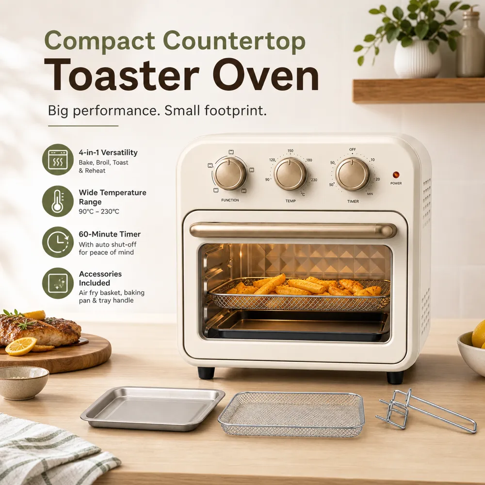 Compact Countertop Toaster Oven with Accessories｜AI Image Generation Prompts