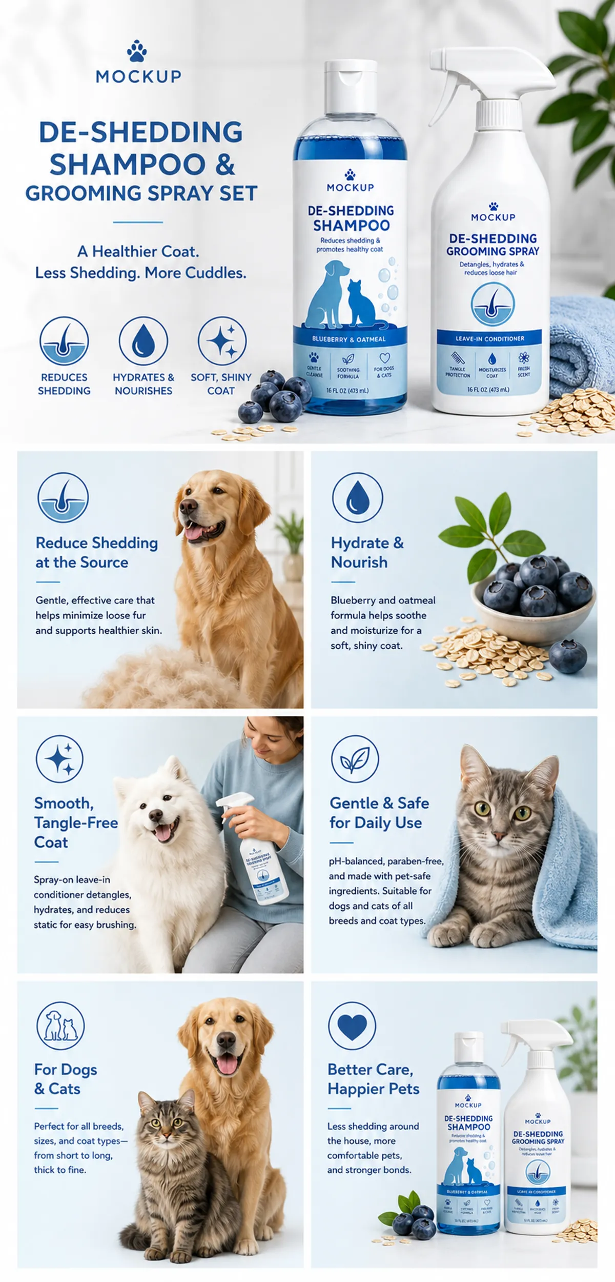 De-Shedding Shampoo and Grooming Spray Set｜AI Image Generation Prompts