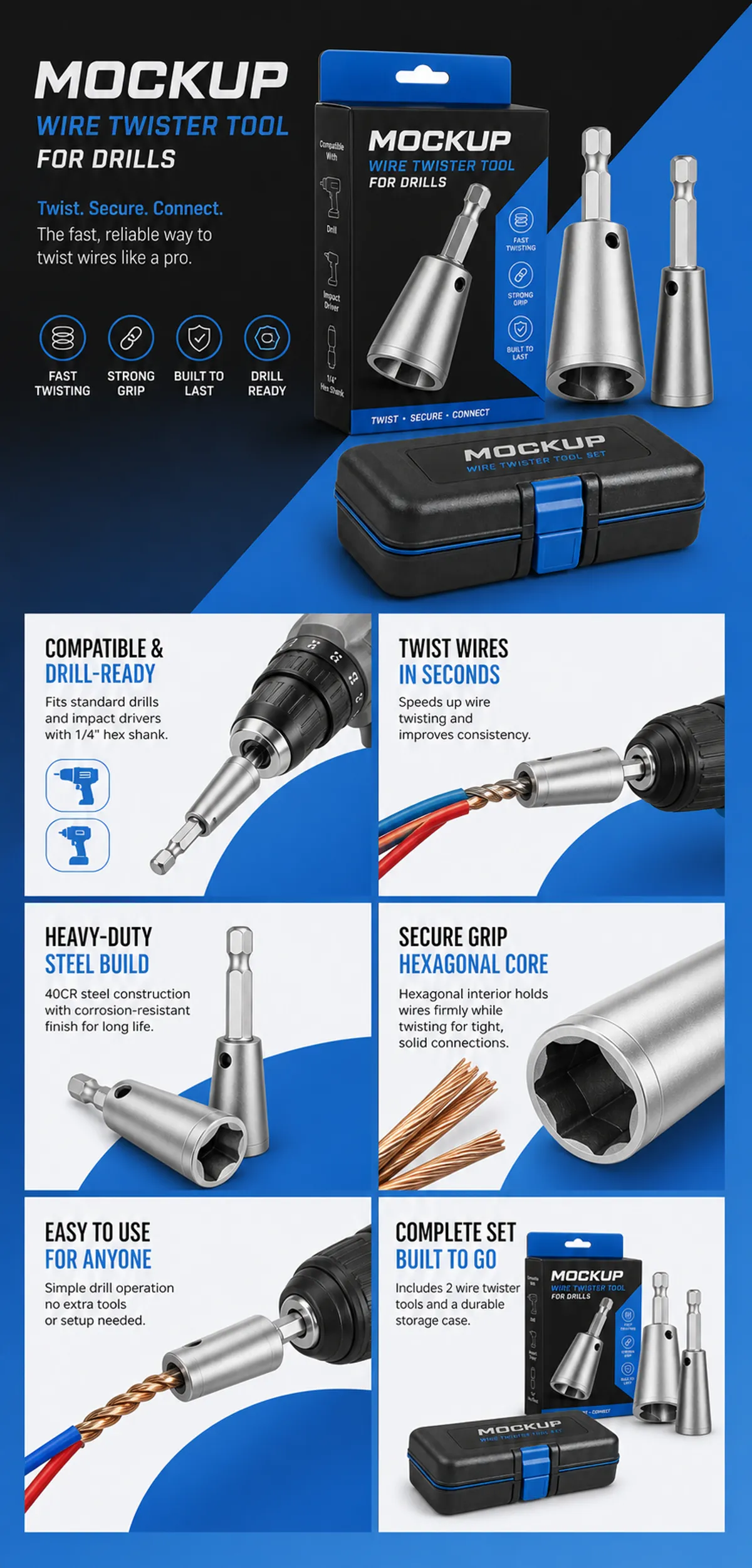 Wire Twister Tool for Drills Mockup｜AI Image Generation Prompts