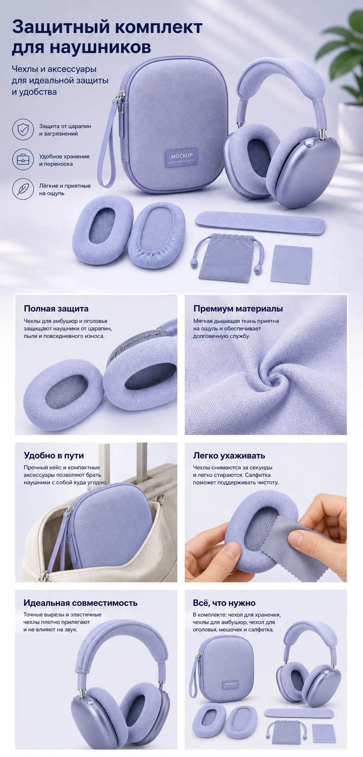 Purple Headphone Protective Case and Accessory Kit｜AI Image Generation Prompts