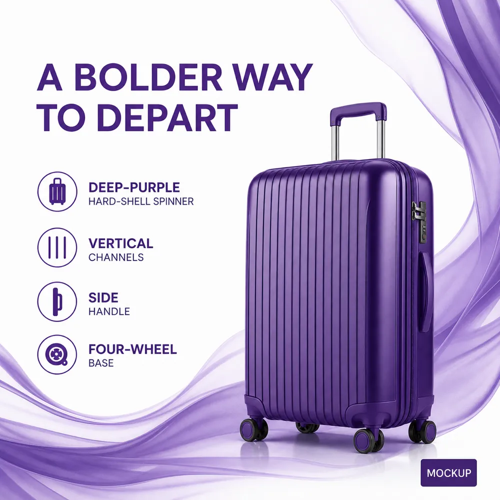 Deep Purple Hard-Shell Spinner Suitcase｜AI Image Generation Prompts