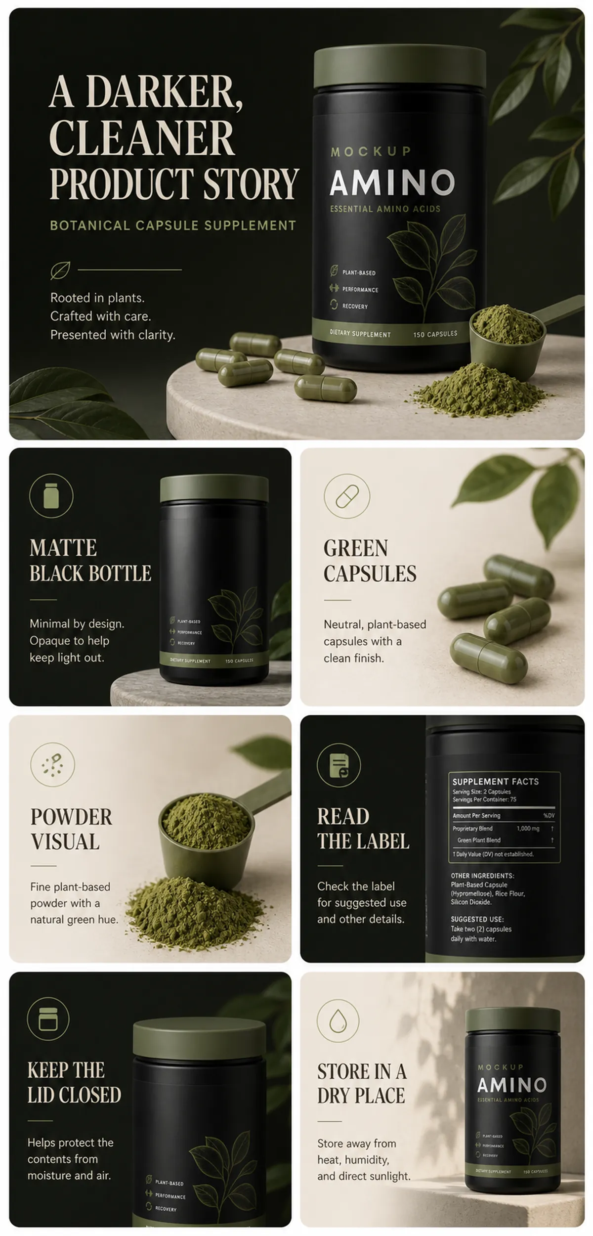 Amino Essential Amino Acids Supplement Bottle Mockup｜AI Image Generation Prompts
