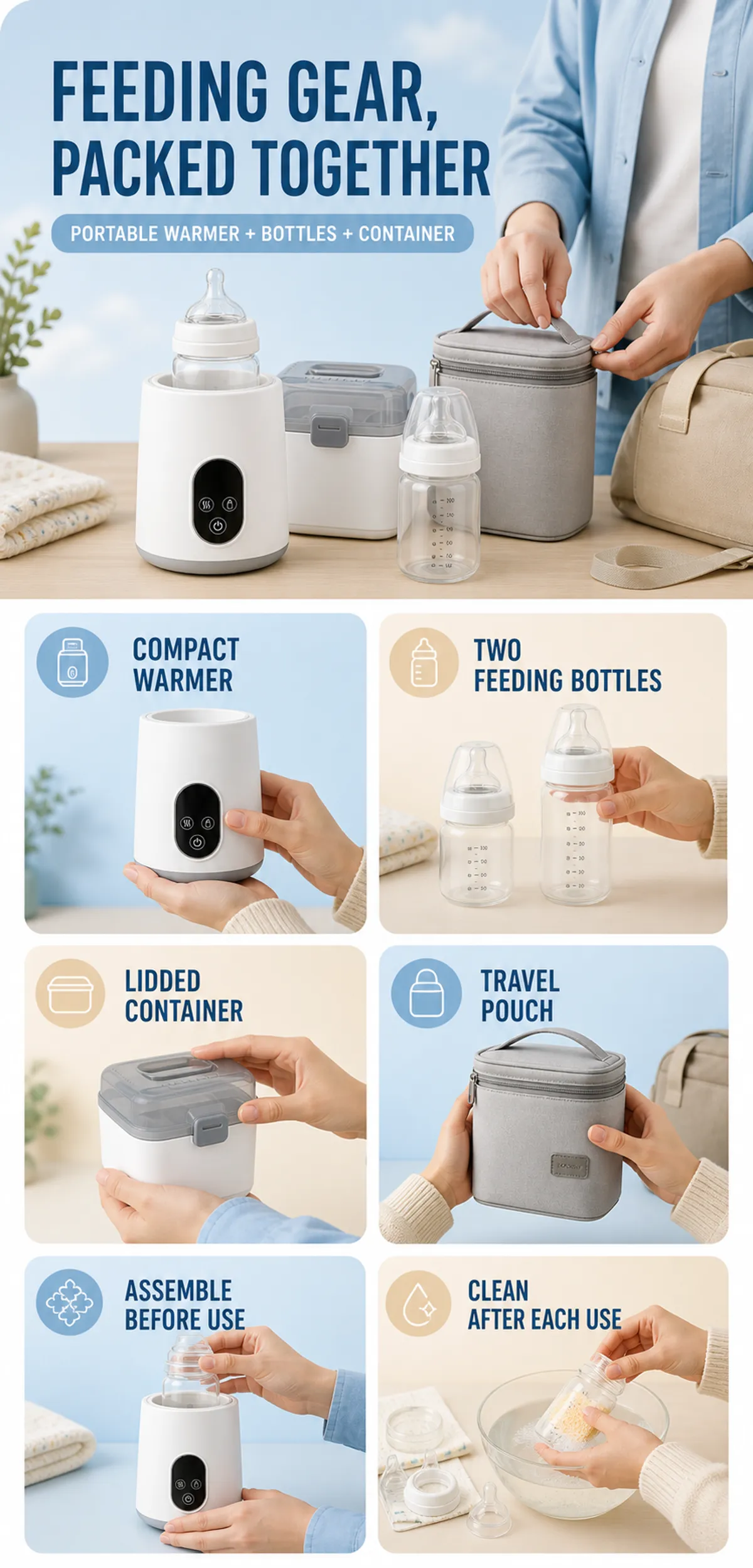 Portable Baby Feeding Gear Set with Warmer｜AI Image Generation Prompts