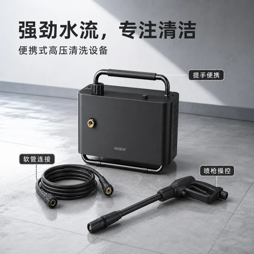 Portable High Pressure Washer with Hose and Gun｜AI Image Generation Prompts