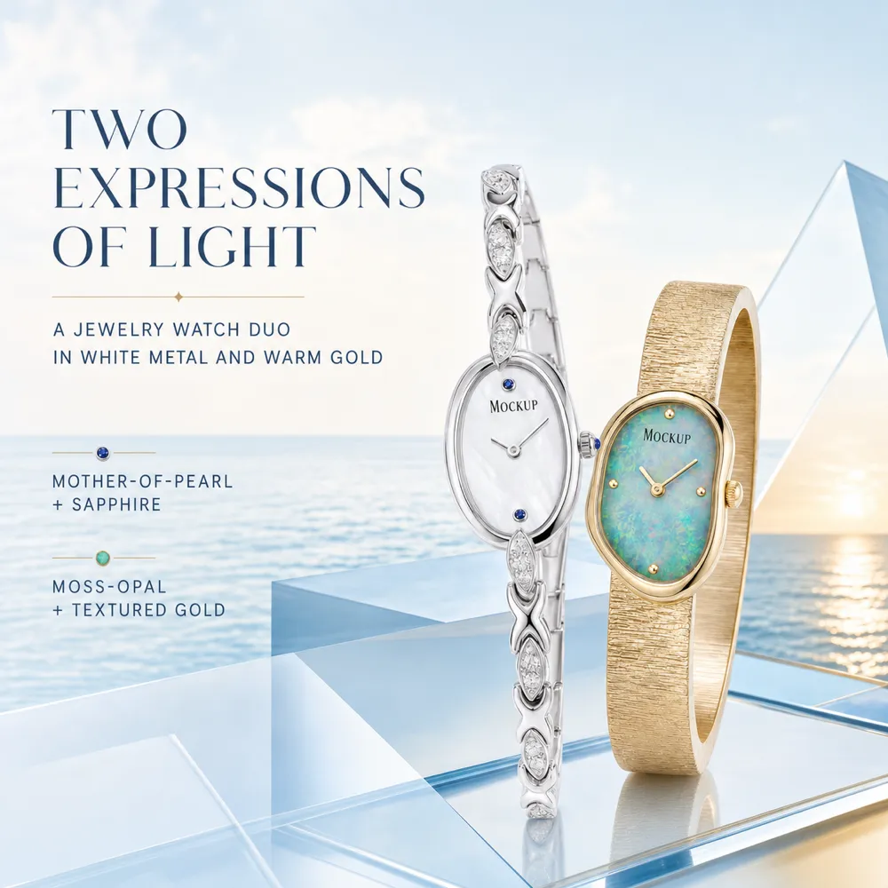 Two Expressions of Light Jewelry Watch Duo｜AI Image Generation Prompts
