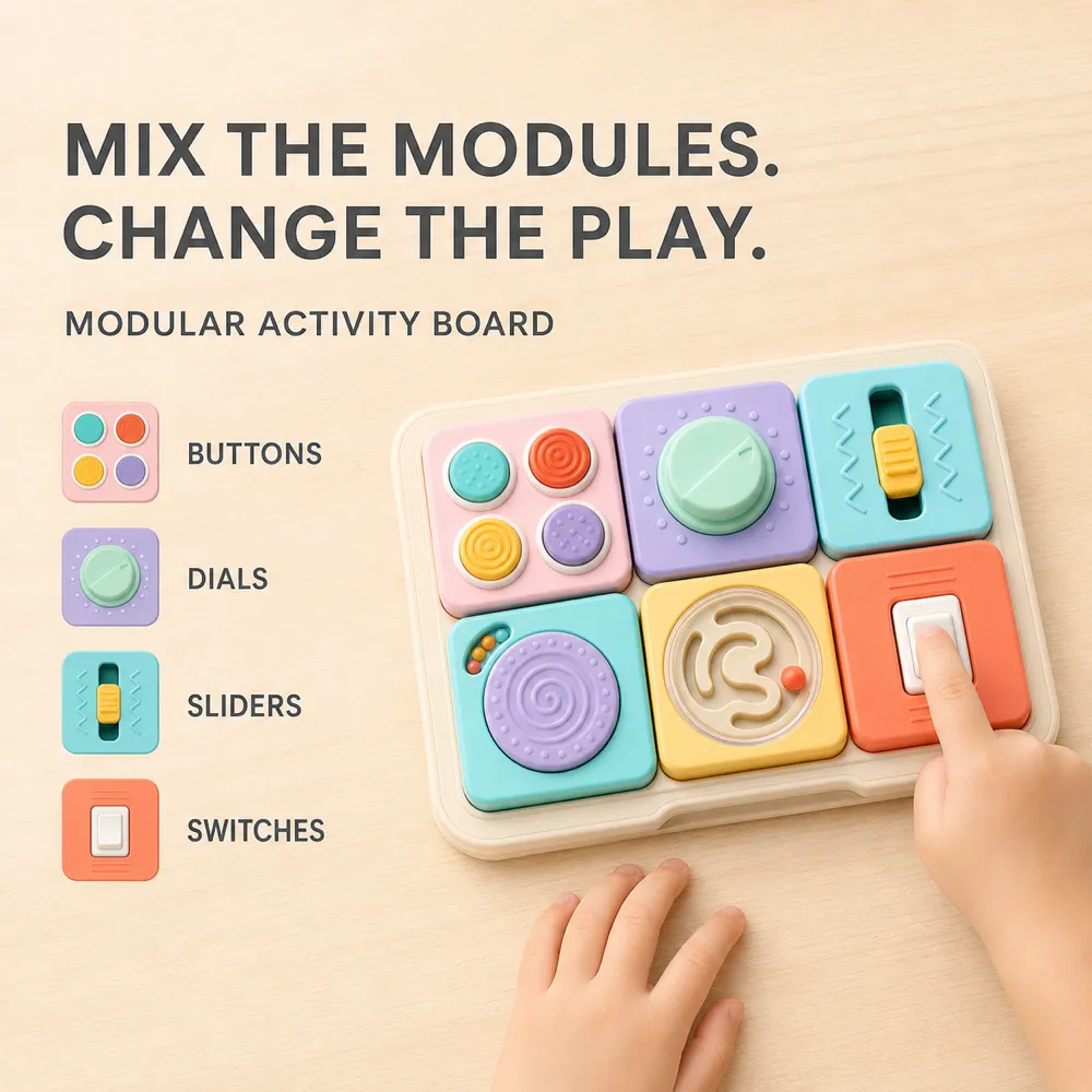 Modular Activity Board With Buttons Dials Sliders｜AI Image Generation Prompts
