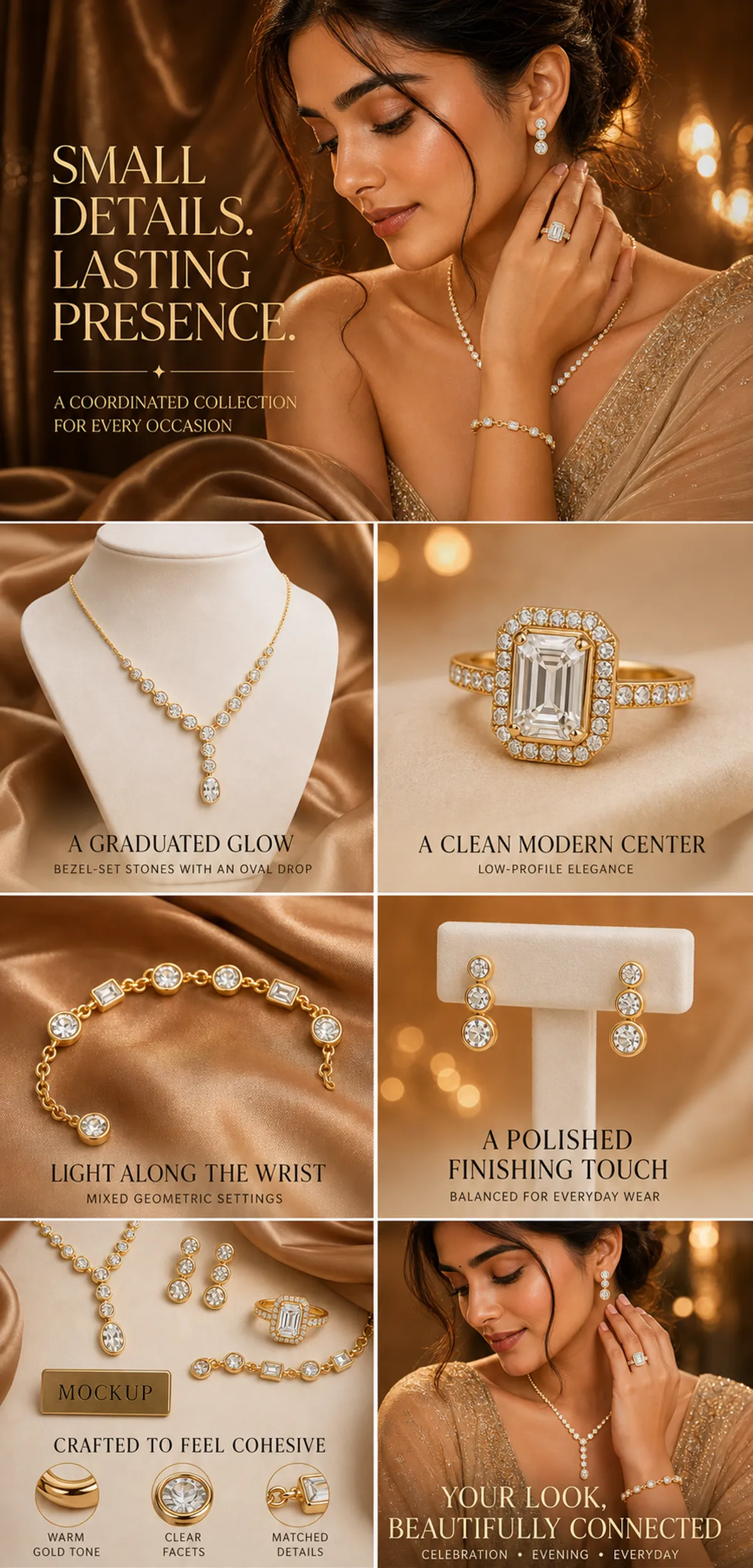 Coordinated Gold Jewelry Collection for Every Occasion｜AI Image Generation Prompts
