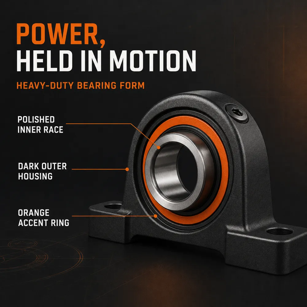 Heavy-Duty Bearing Form with Orange Accent Ring｜AI Image Generation Prompts