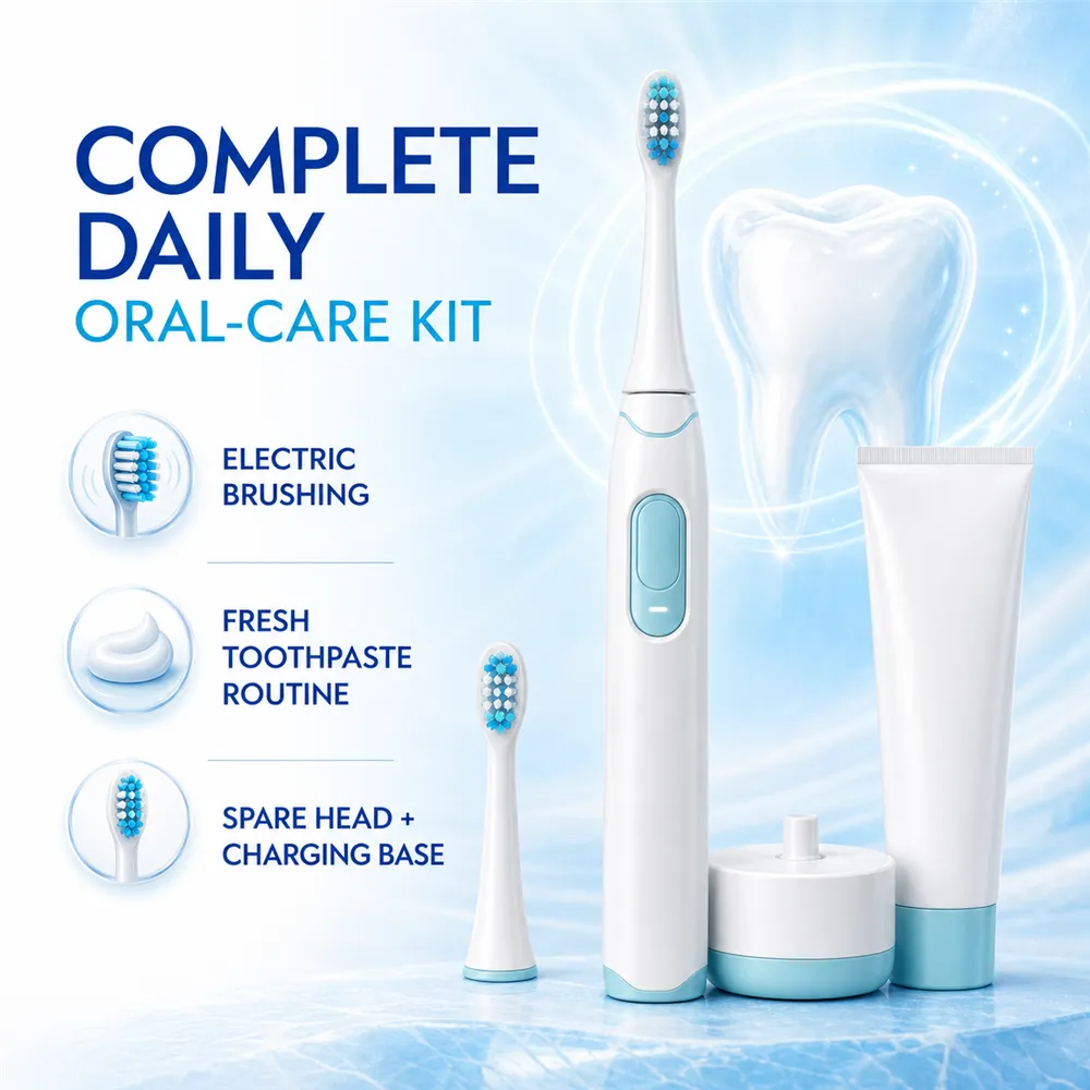 Complete Daily Oral Care Kit with Electric Toothbrush｜AI Image Generation Prompts