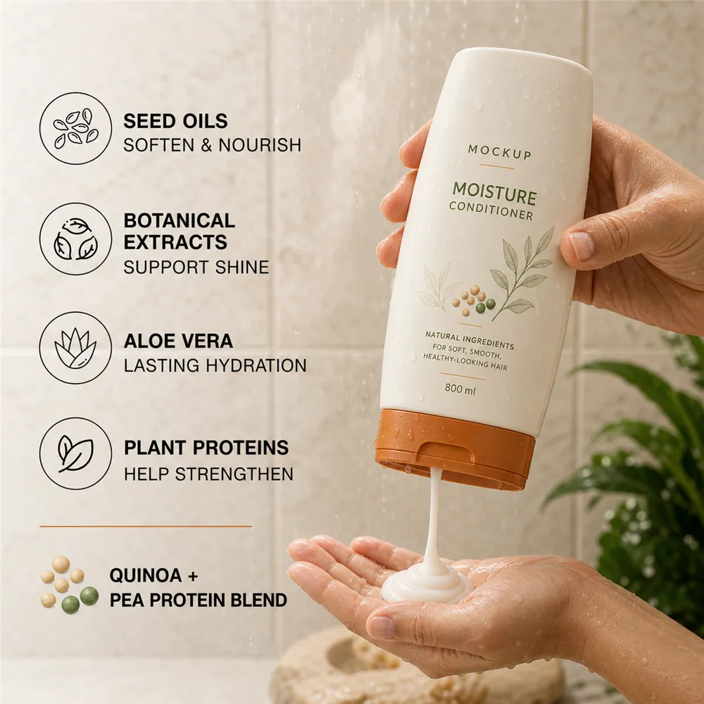 Moisture Conditioner Bottle Mockup In Shower｜AI Image Generation Prompts