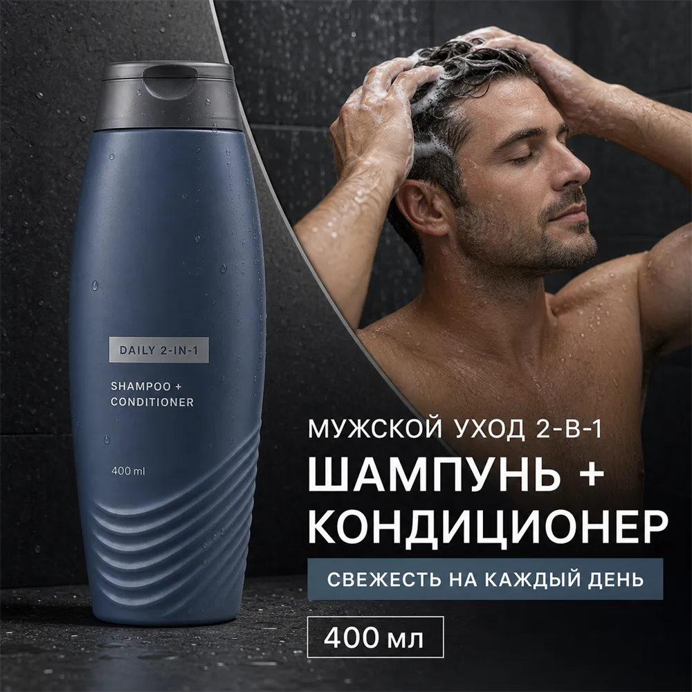 Men's Daily 2-in-1 Shampoo and Conditioner Bottle｜AI Image Generation Prompts