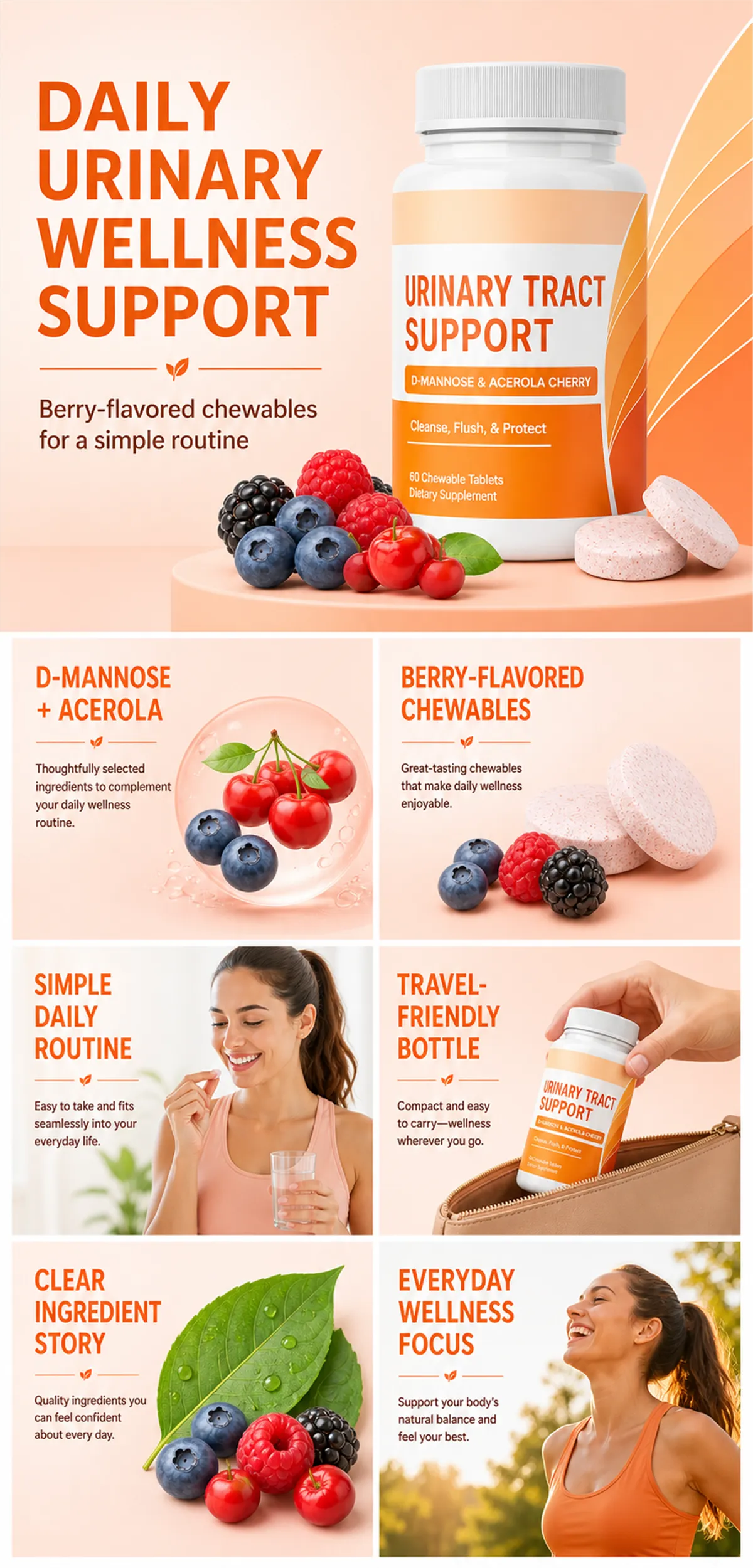 Daily Urinary Wellness Support Berry Chewables｜AI Image Generation Prompts