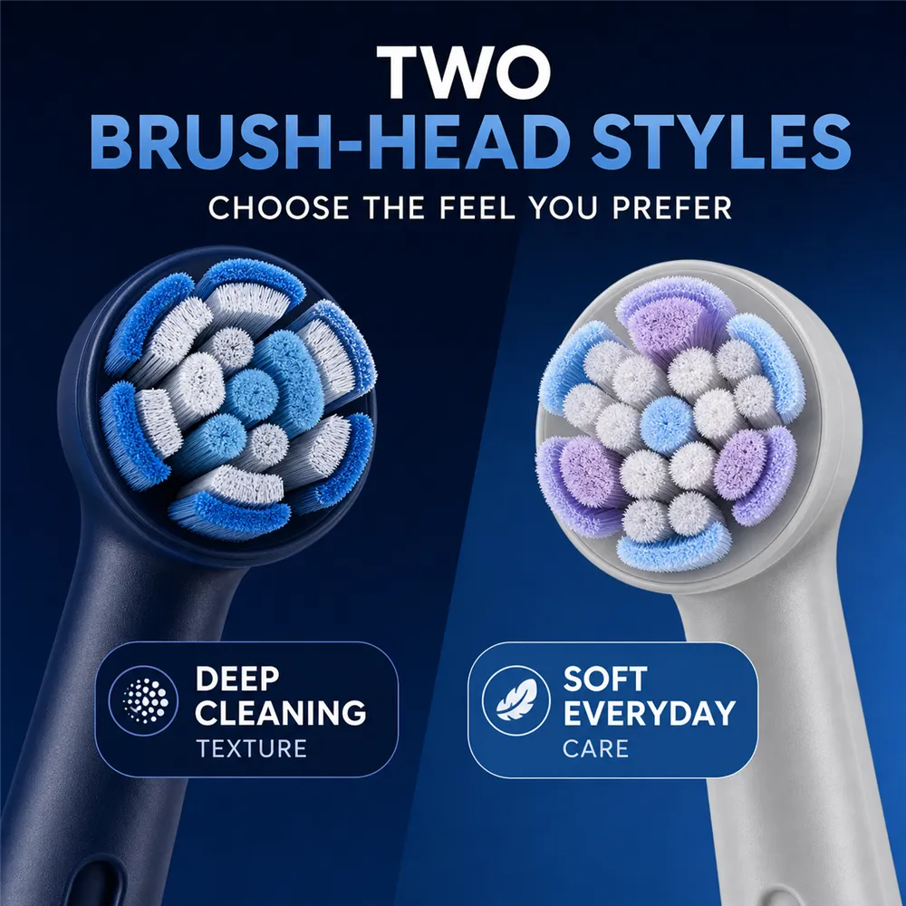Two Brush-Head Styles: Deep Cleaning vs Soft Care｜AI Image Generation Prompts