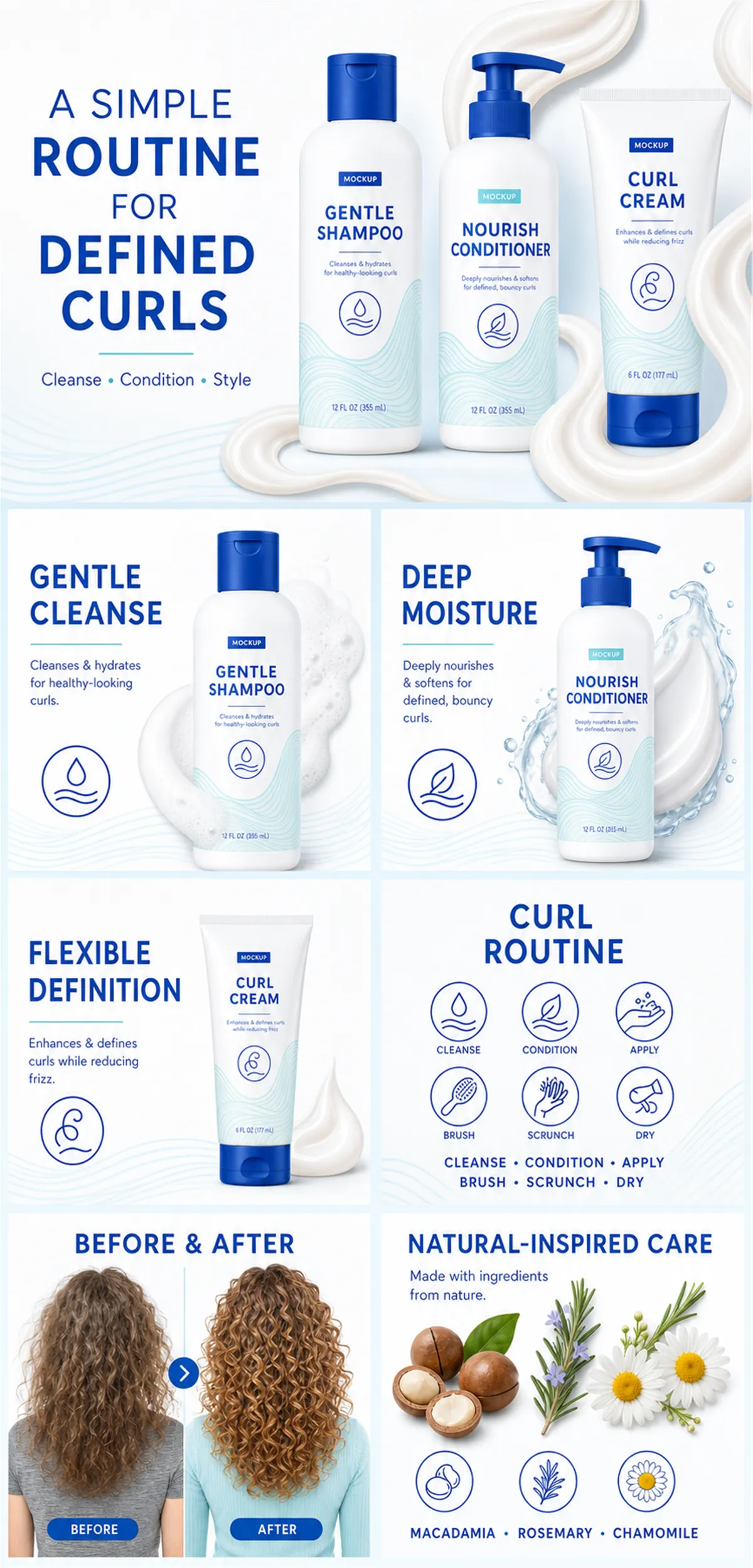 Simple Routine for Defined Curls Hair Care Set｜AI Image Generation Prompts
