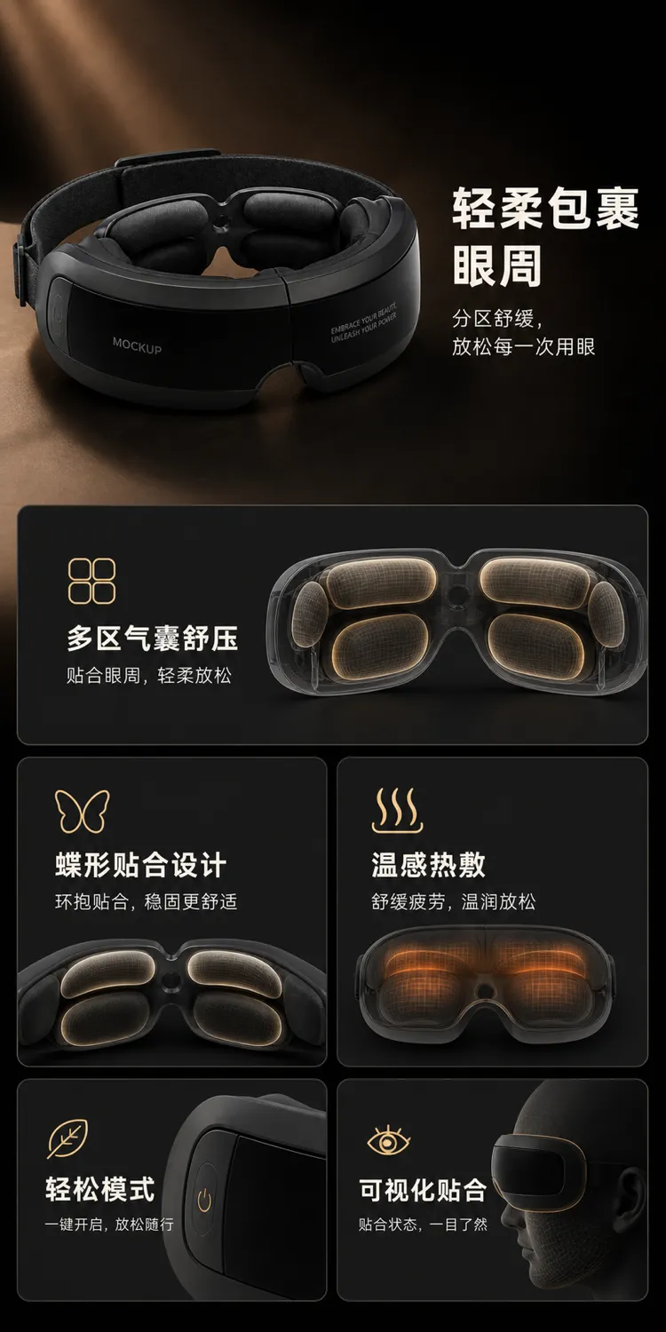 Smart Eye Massager with Air Pressure and Heat｜AI Image Generation Prompts
