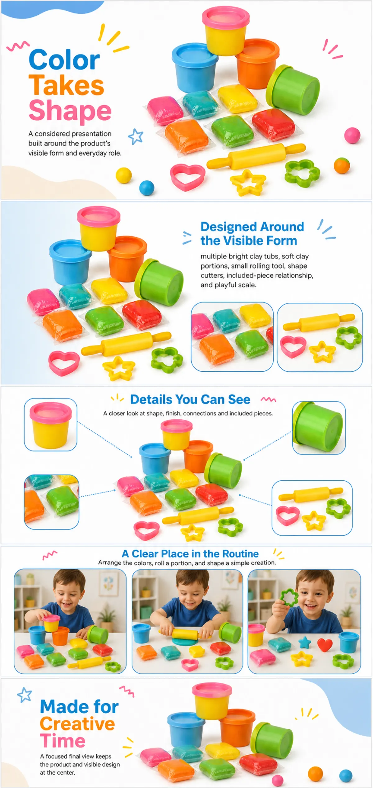 Colorful Modeling Clay Playset with Tools and Cutters｜AI Image Generation Prompts
