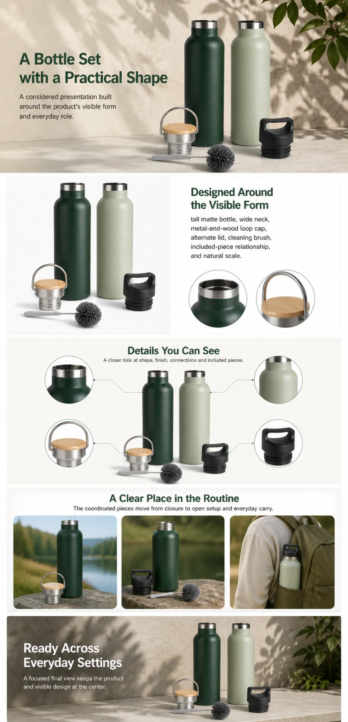 Practical Matte Bottle Set with Accessories｜AI Image Generation Prompts