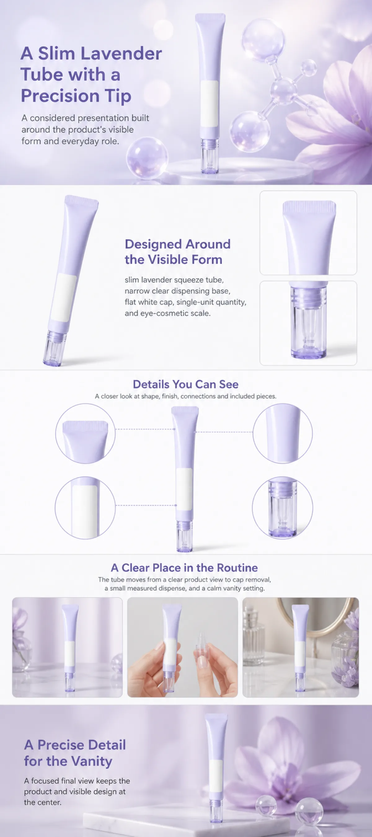 Slim Lavender Squeeze Tube with Precision Tip Design｜AI Image Generation Prompts