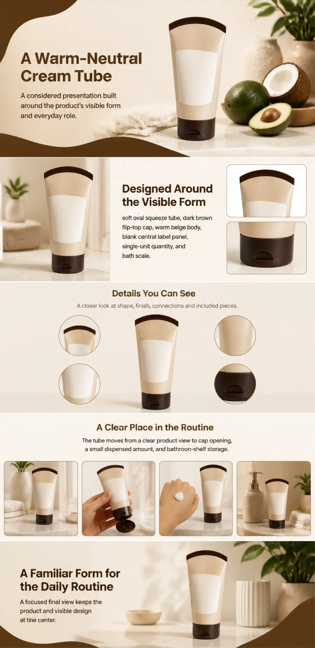 Warm Neutral Cream Tube Design Presentation｜AI Image Generation Prompts