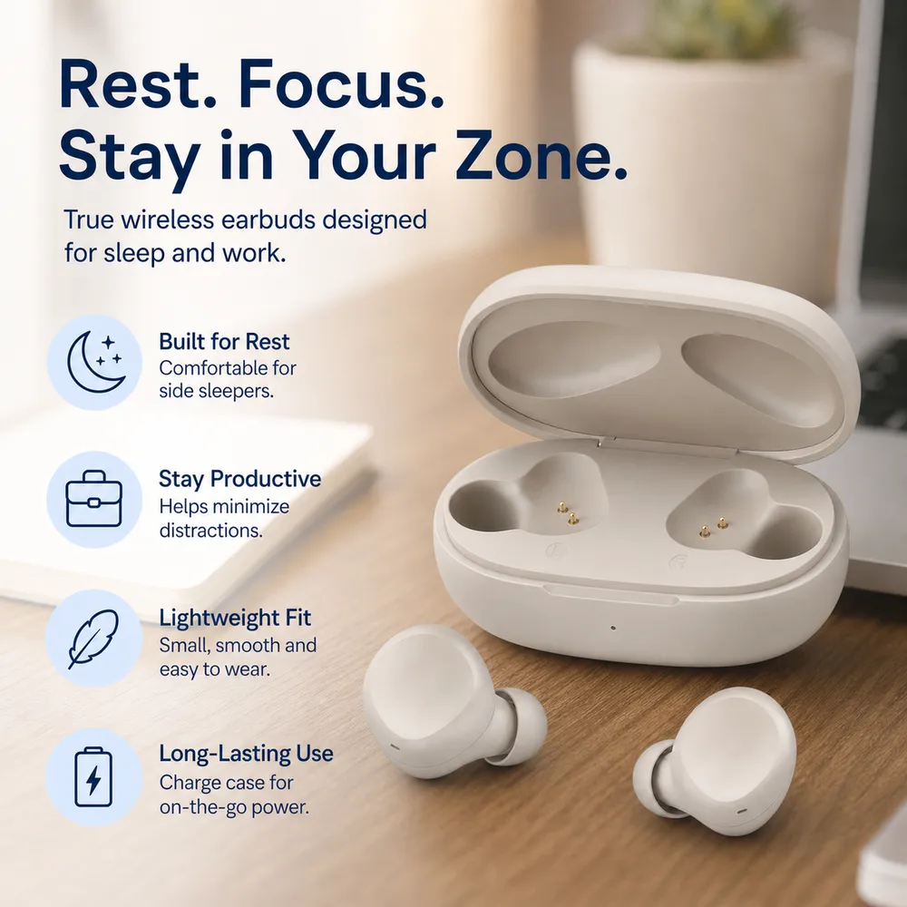 White Wireless Earbuds for Sleep and Work｜AI Image Generation Prompts