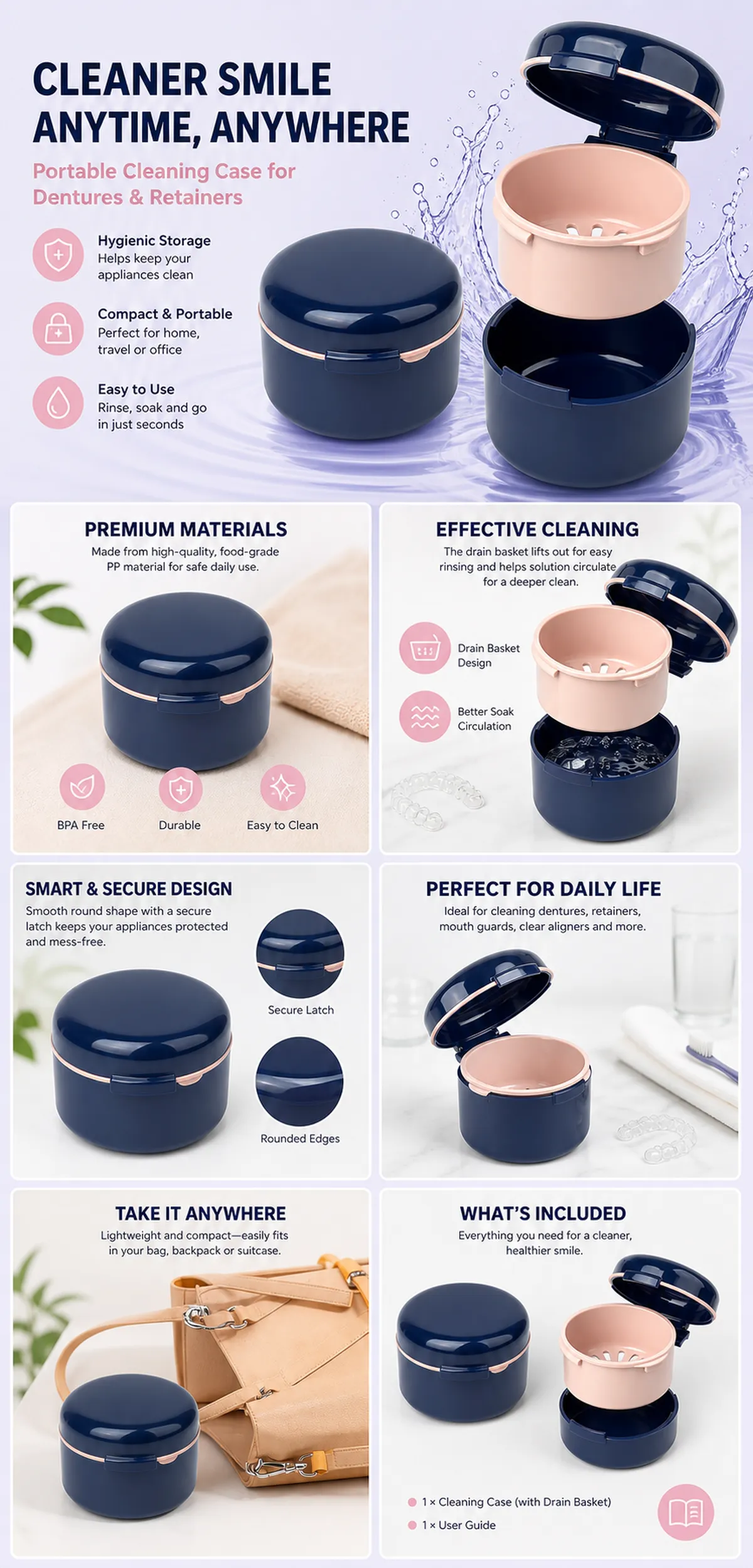 Portable Cleaning Case for Dentures and Retainers｜AI Image Generation Prompts