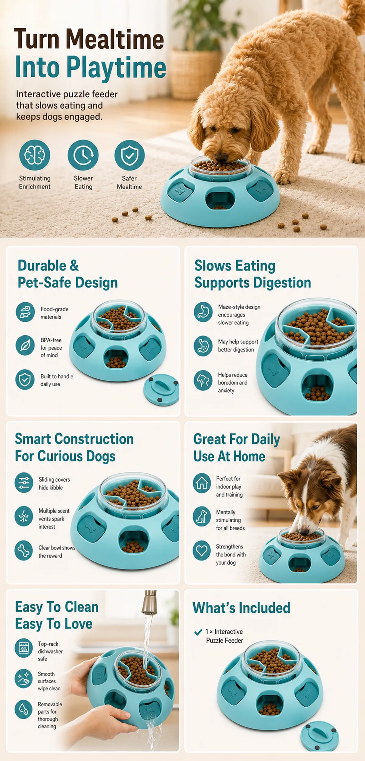 Interactive Puzzle Feeder Bowl for Dogs｜AI Image Generation Prompts