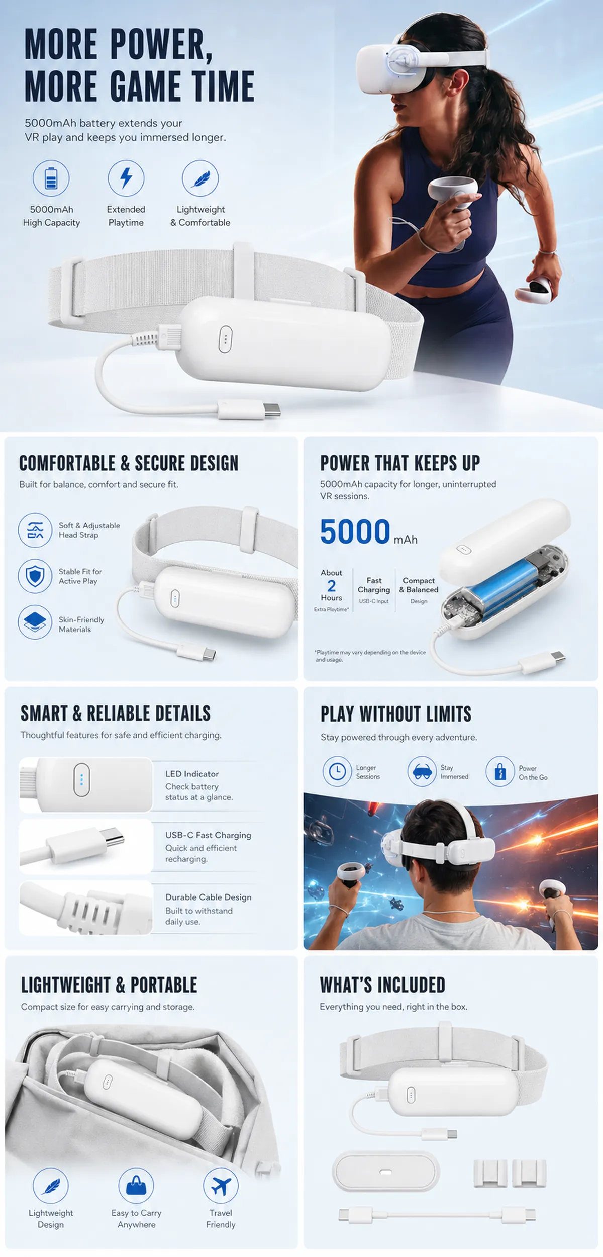 5000mAh Battery Strap for VR Headset Extended Play｜AI Image Generation Prompts