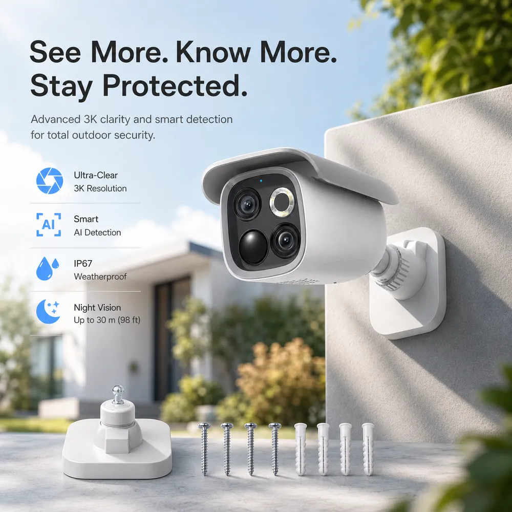 3K Outdoor Security Camera with Smart AI Detection｜AI Image Generation Prompts