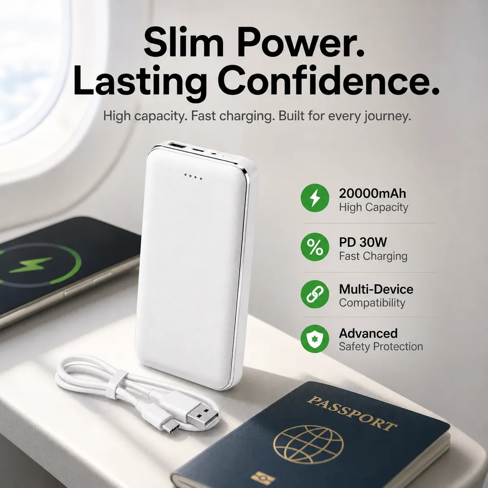 Slim 20000mAh Power Bank with Fast Charging｜AI Image Generation Prompts