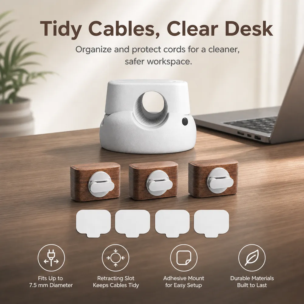 Tidy Cables Clear Desk Cable Organizer Set｜AI Image Generation Prompts